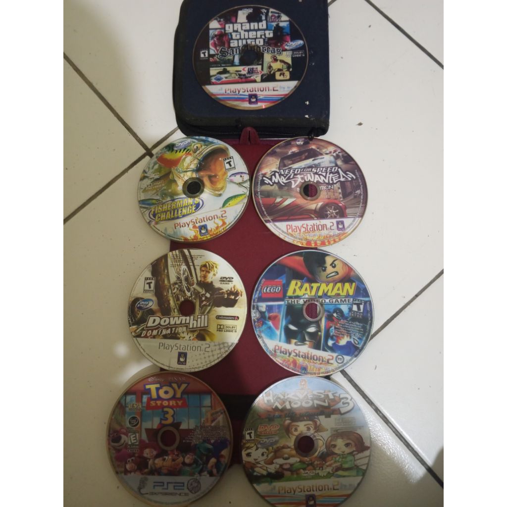 Kaset CD DVD PS2 Playstation2 GTA SA Fisherman NFS Lego Downhill Toy story 3 Harvestmoon
