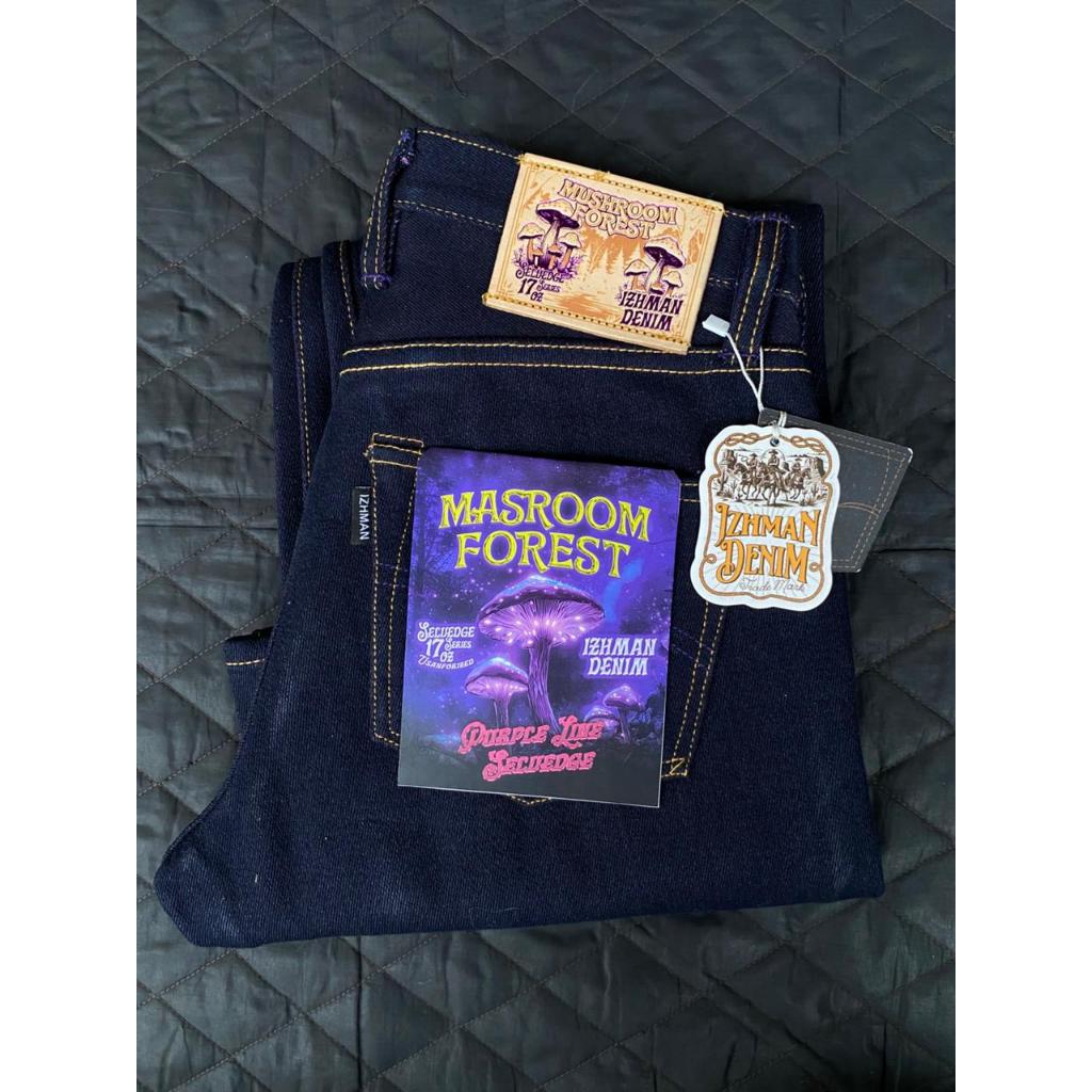 Denim Izhman Heavyweight Raw Selvadge Izhman Denim - Mushroom Forest 17oz Unsanforized Weft Purple