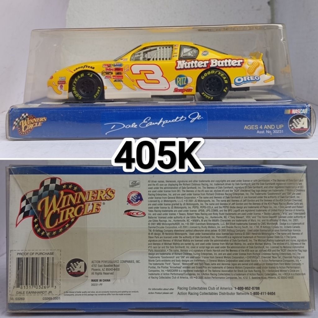Diecast Mini Scale 24 Mobil Balap Nascar Winners Circle Chevrolet Chevy Monte Carlo Nestle Nilla Waf