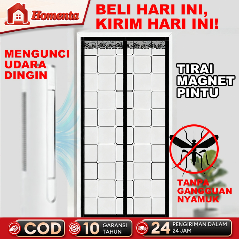 Tirai pintu magnetik dan kelambu cocok untuk ruangan ber-AC 210x90-110 cm plastik PEVA yang menebal