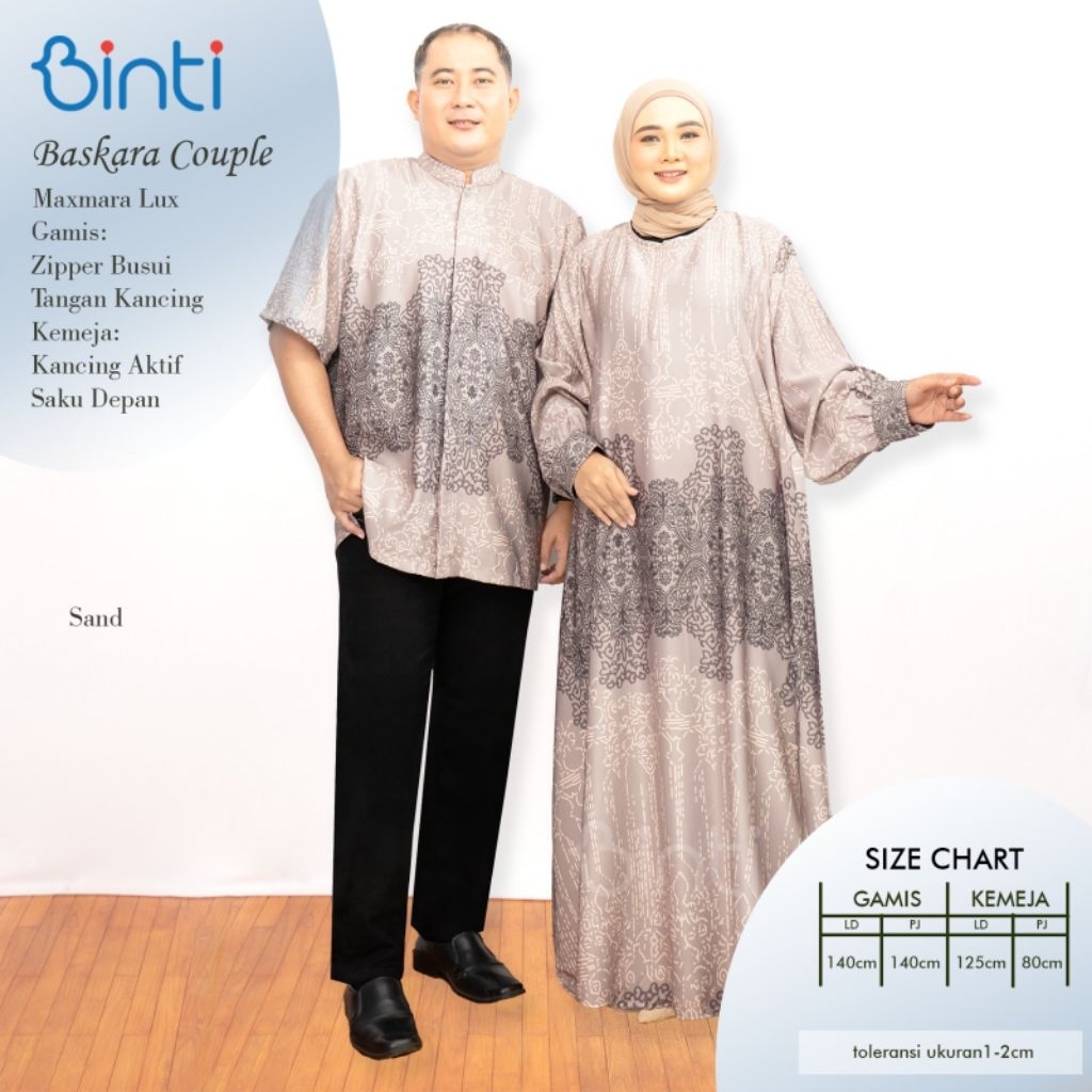 BASKARA DRESS  COUPLE JUMBO LD 140 BAHAN MAXMARA LUX BY BINTI COUPLE MUSLIMAH BAJU COUPLE BAJU LEBAR
