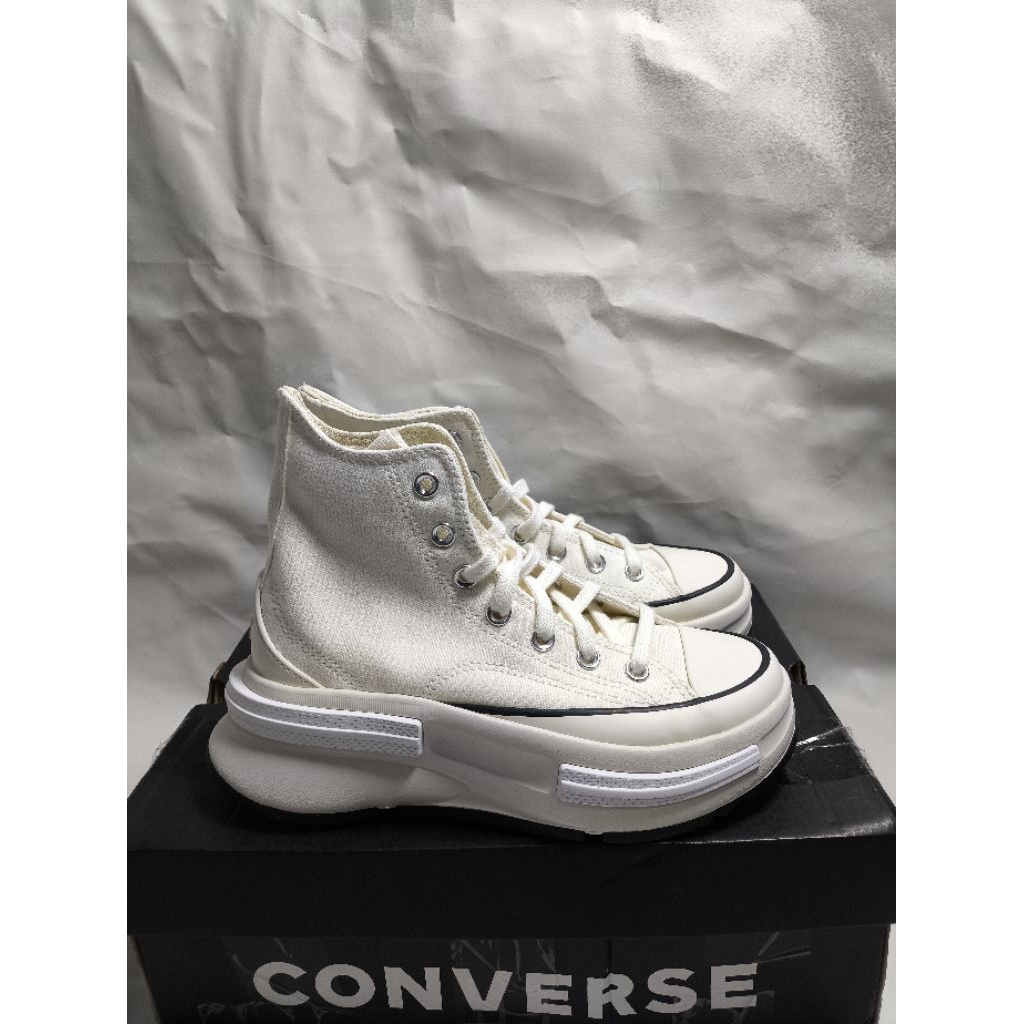 Sepatu Sneakers Wanita Converse Run Star Legacy CX HI Egret Black White A00868C (Size 37)