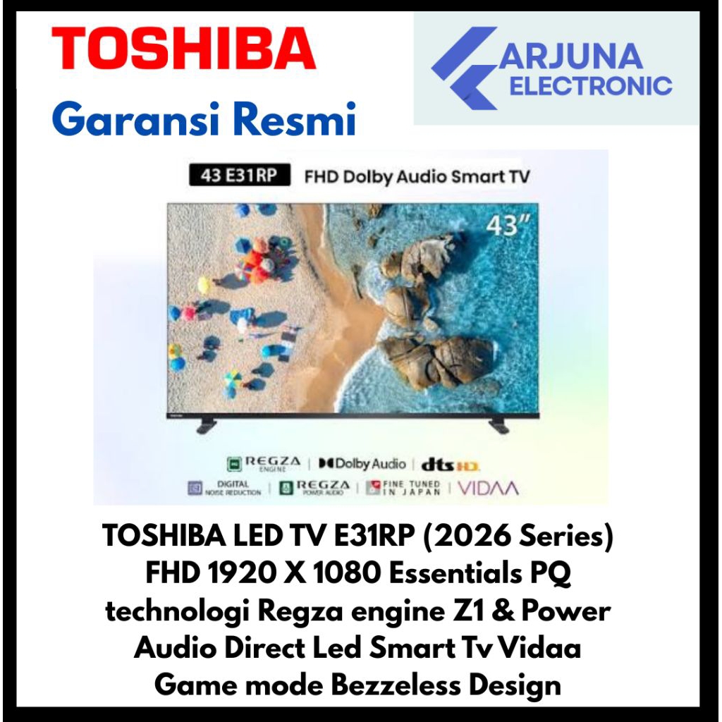TOSHIBA 43E31RP FHD SMART TV VIDAA 43 inch 2026 Series
