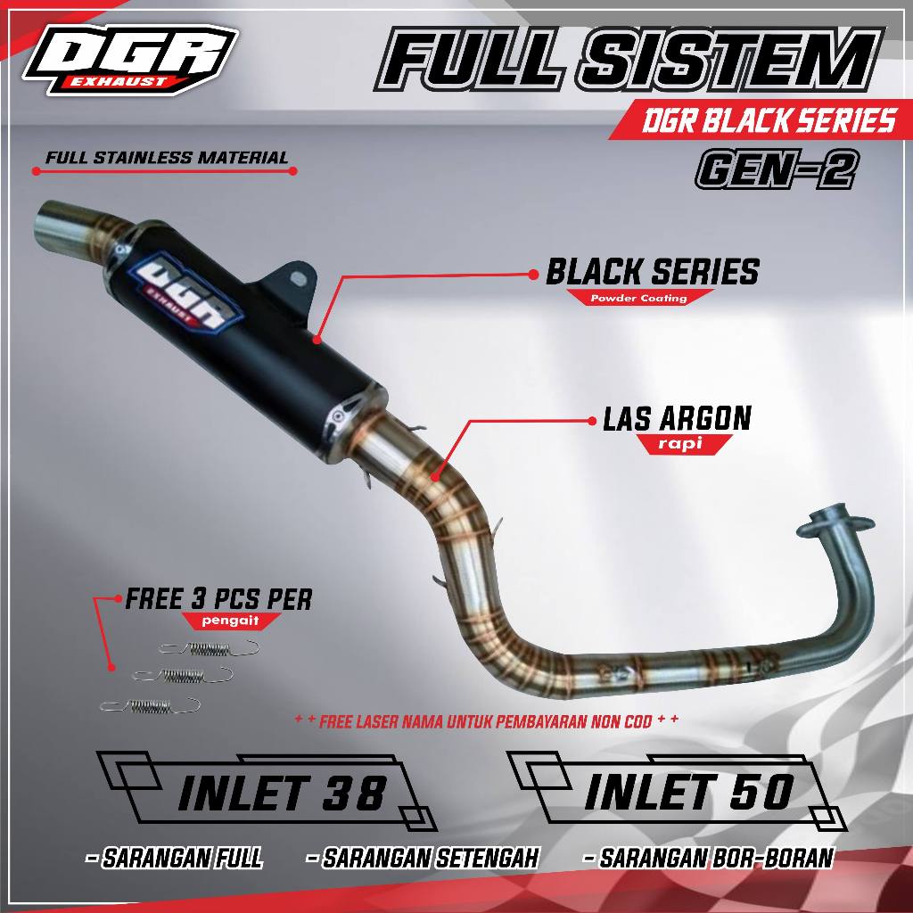 KNALPOT DGR BLACK SERIES GEN2 BEAT/MIO/VARIO