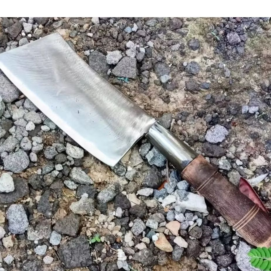 pisau cacah daging tulang ayam potong Klapa muda gagang kayu