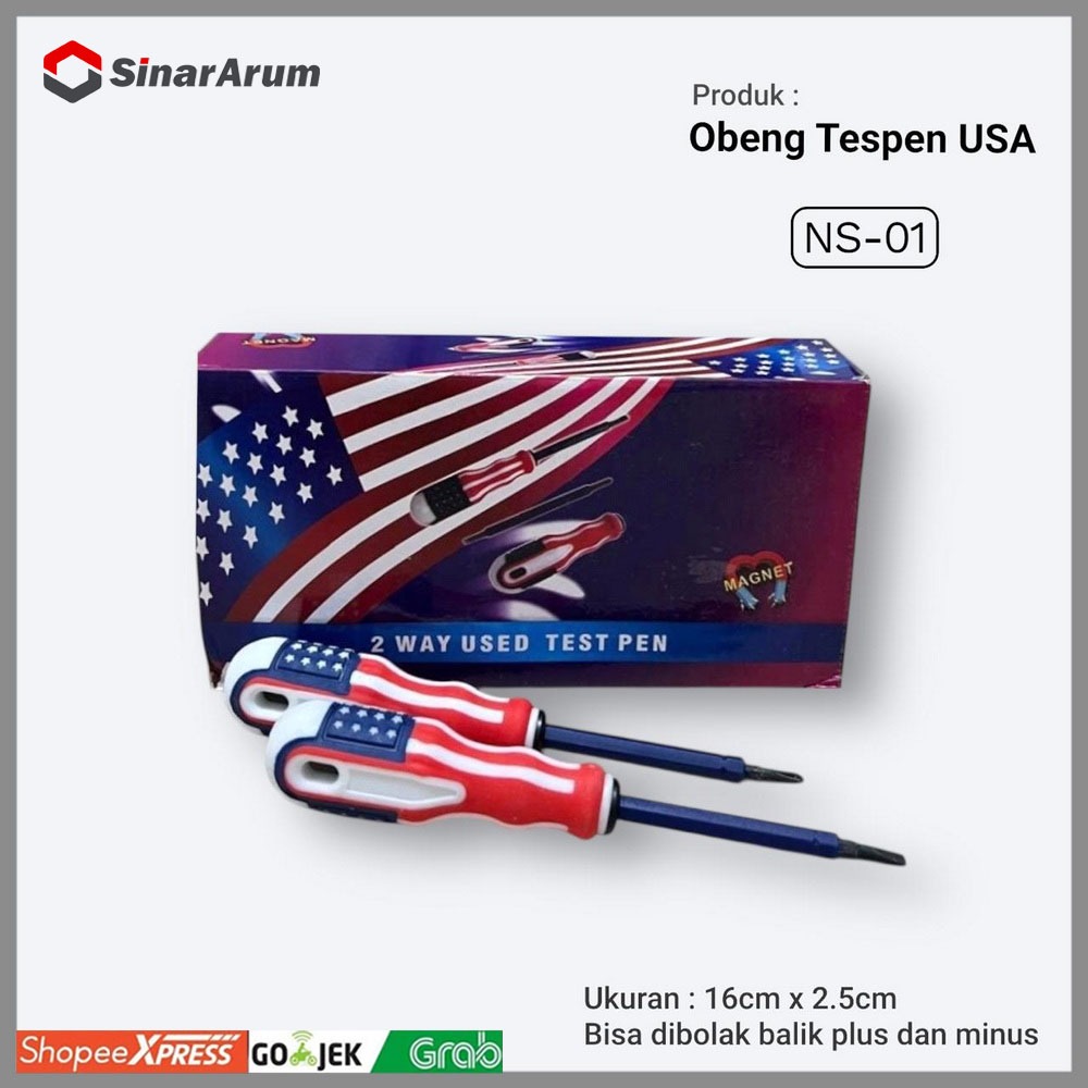 Obeng Test Pen listrik fleksibel Pipih / Tespen Kembang Elektrik Tespen NS-01