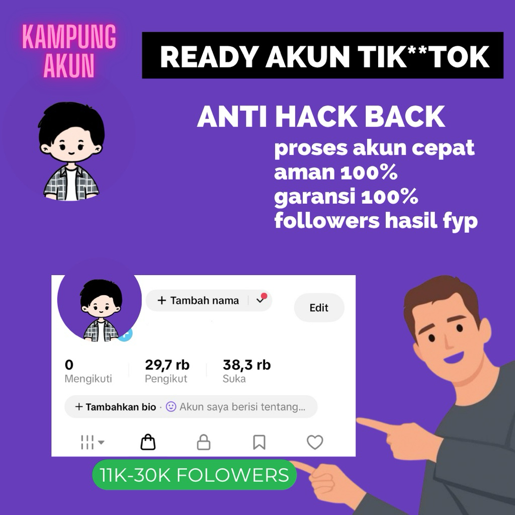 Akun Tiktok Followers Real Indo 11k - 30k Followers Bisa Live Dan Keranjang Kuning