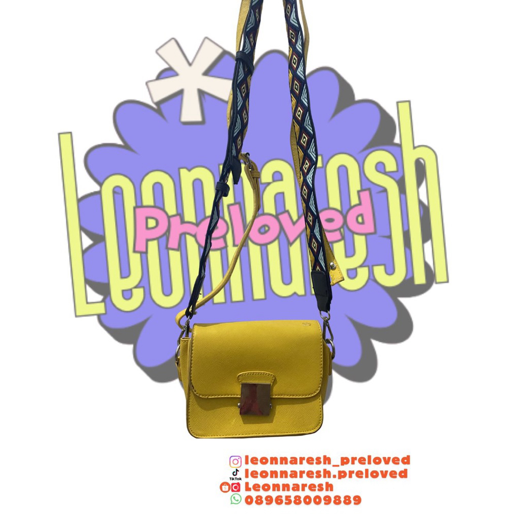 ZARA Basic Tas Sling Wanita Kuning Preloved – Tali 2 pcs (Ada Defect)