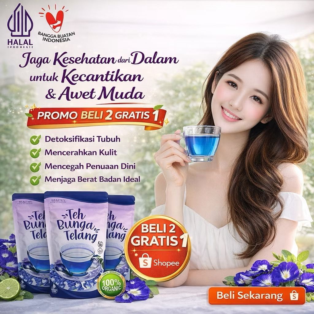 TEH BUNGA TELANG ALAMI 100% MURNI KEMBANG TELANG KERING BUNGA TELANG BUBUK BUNGA TELANG ORGANIK