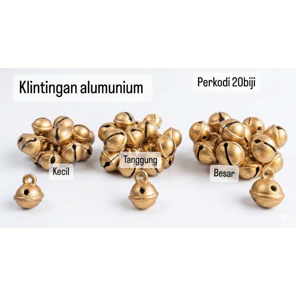 krincing alumunium aloy isi 20 biji krincing klinting goseng lonceng klintingan alumunium aloy asli 