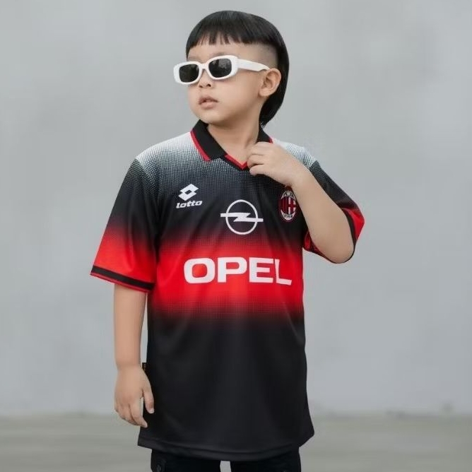 Jersey retro fantasy AC Milan anak / Jersey bola Jersey anak laki laki perempuan