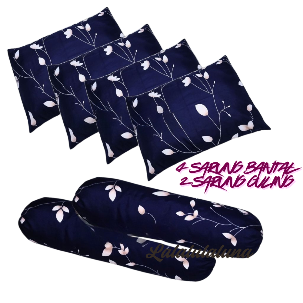 Sarung bantal guling set tidur ukuran standar kapuk bahan katun motif terbaru