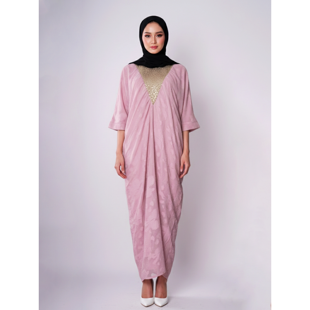 Eprise Kaftan N - AP1303 Pink | Gaun Maxi Wanita Muslim | Dress Kaftan | Dress Lebaran