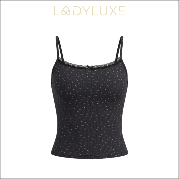 Ladyluxe - Br252 Tanktop | Bra Wanita Motif Bunga Renda Atasan Tali Singlet Floral Lace Pita Lucu