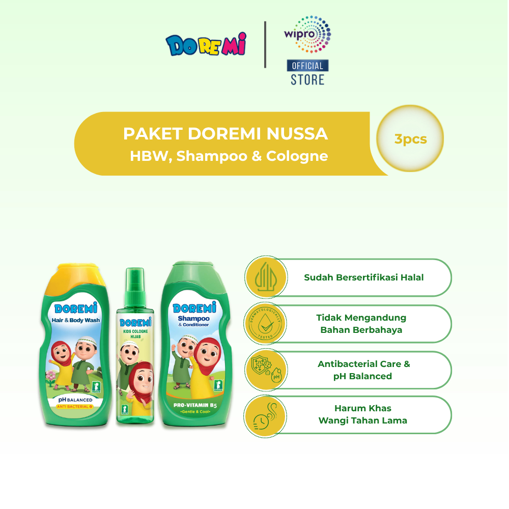 [PAKET DOREMI NUSSA] - Cologne Hijab 100ml + Hair & Body Wash 200ml + Shampoo Hijab 180ml