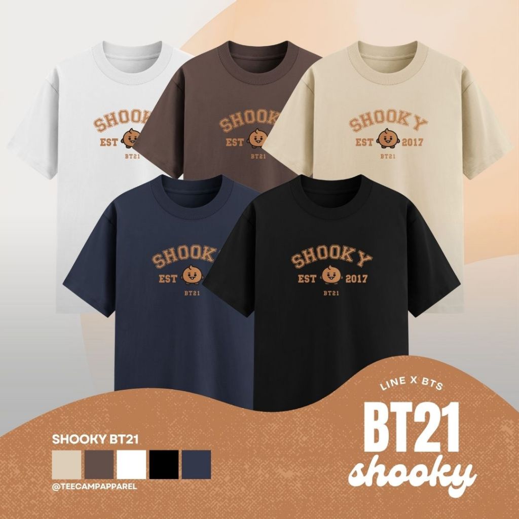 Kaos Shooky BT21 x LINE FRIENDS Cotton Combed 30s Premium - Baju Karakter BT21 Uniqlo Style Unisex