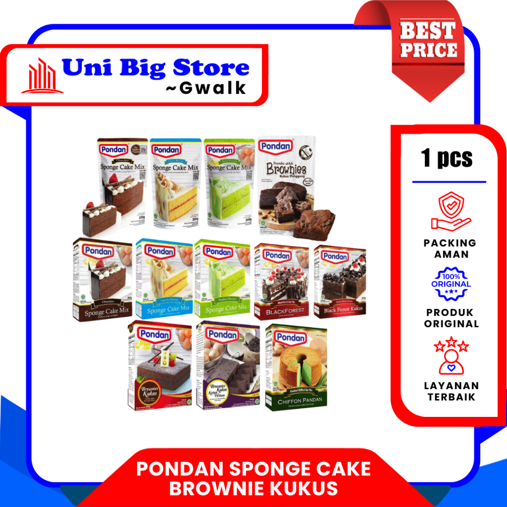 PONDAN SPONGE CAKE MIX COKLAT CHIFFON PANDAN BLACK FOREST KUKUS - 400 gr