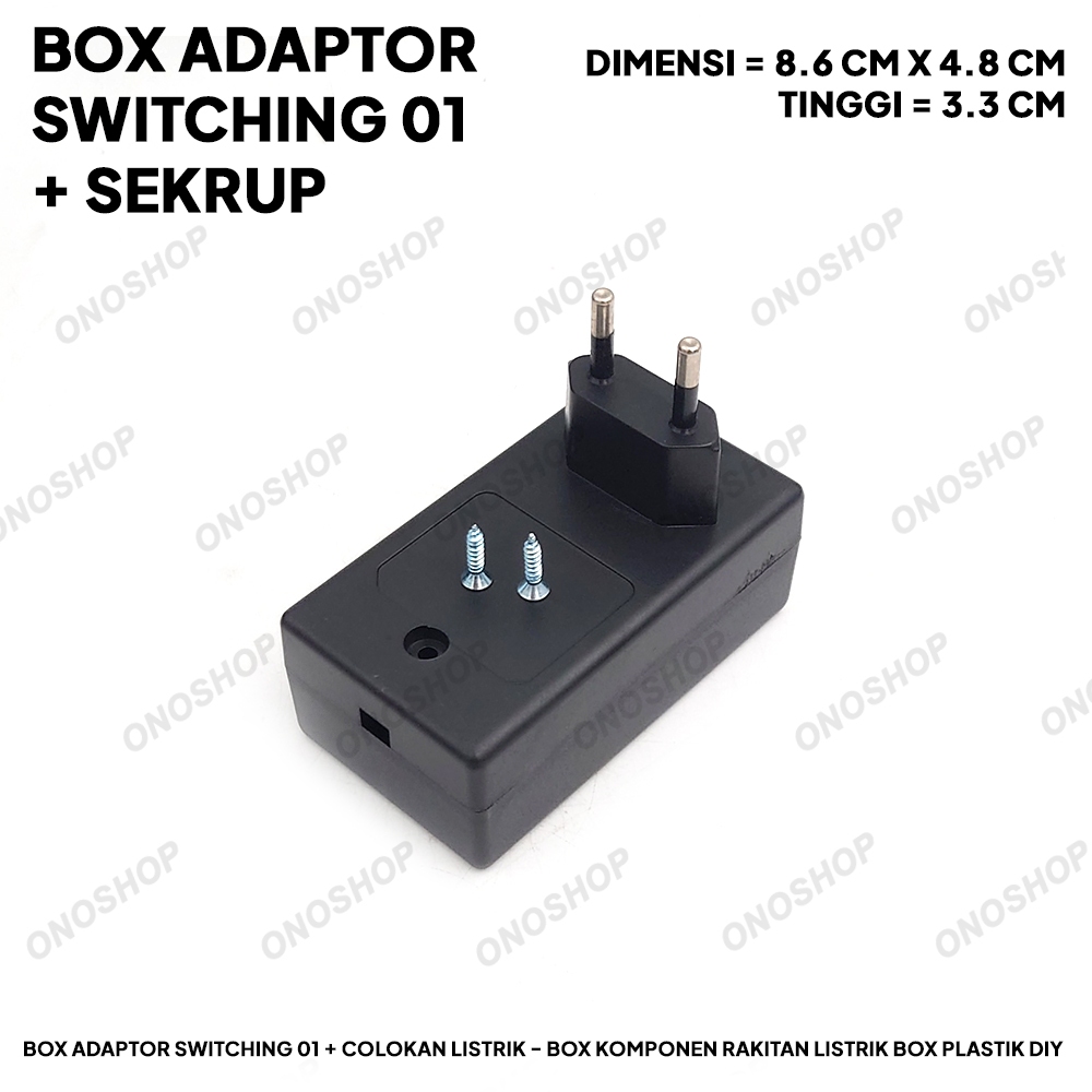 Box Adaptor Switching 01 + Colokan Listrik + Sekrup - Box Komponen Rakitan Listrik Box Plastik DIY
