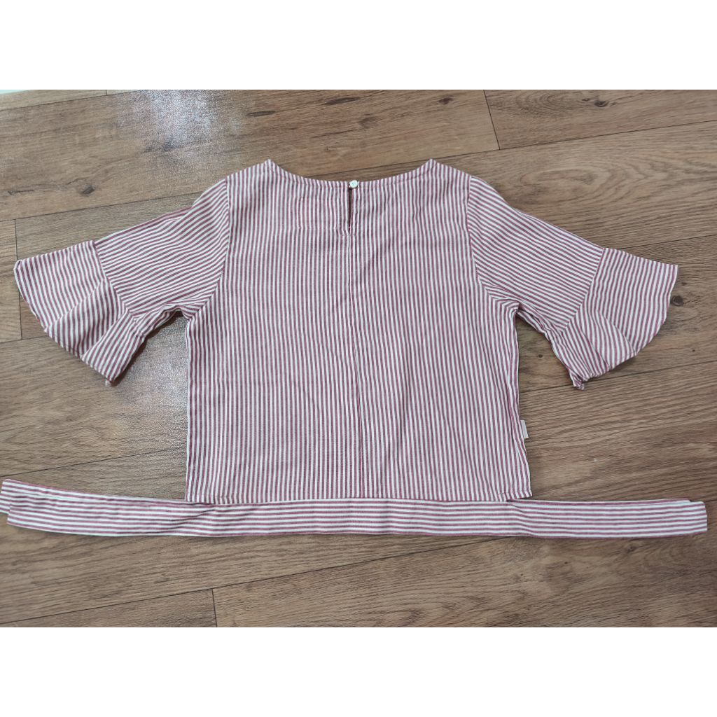 (PreLoved) Baju Anak Perempuan Salur Dusty Pink size 4-5 Merk Just 4 Kids