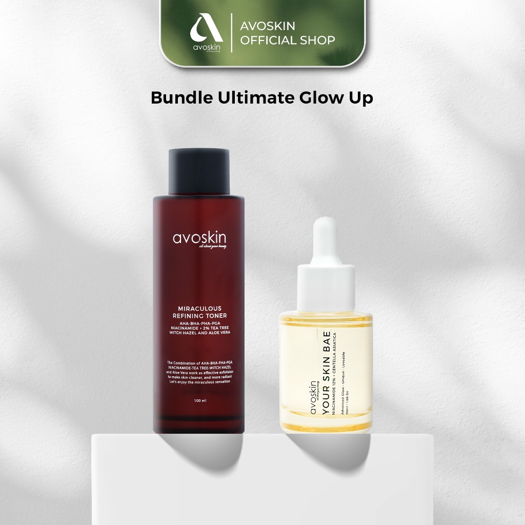 Paket Skincare Ultimate Glow Up (2 pcs) - Refining Toner 100ml, Serum Niacinamide 30ml