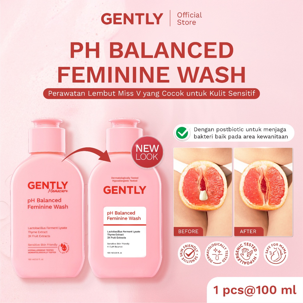 GENTLY Mamacare pH Balanced Feminine Wash Fruit Series with 3x Fruit Extract - Pembersih Kewanitaan 