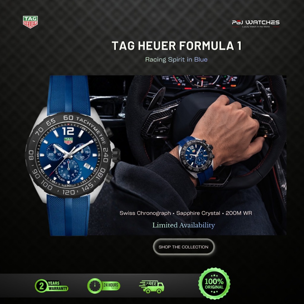 TAG HEUER Formula 1 Chronograph 43mm Blue Dial Rubber Strap - CAZ101AV.FT8077