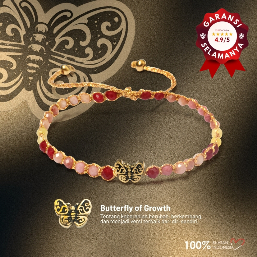 Maknavara - Butterfly of Growth - Bloom - RDNB Jewelry - Gelang Wanita/Pria - Batu Alam Natural - Ge