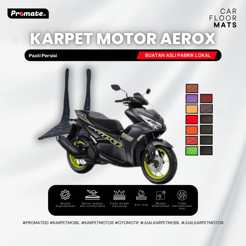 Promate Id Premium 3D Karpet Motor Honda Aerox 155 2022-Now Aksesoris Leather PVC