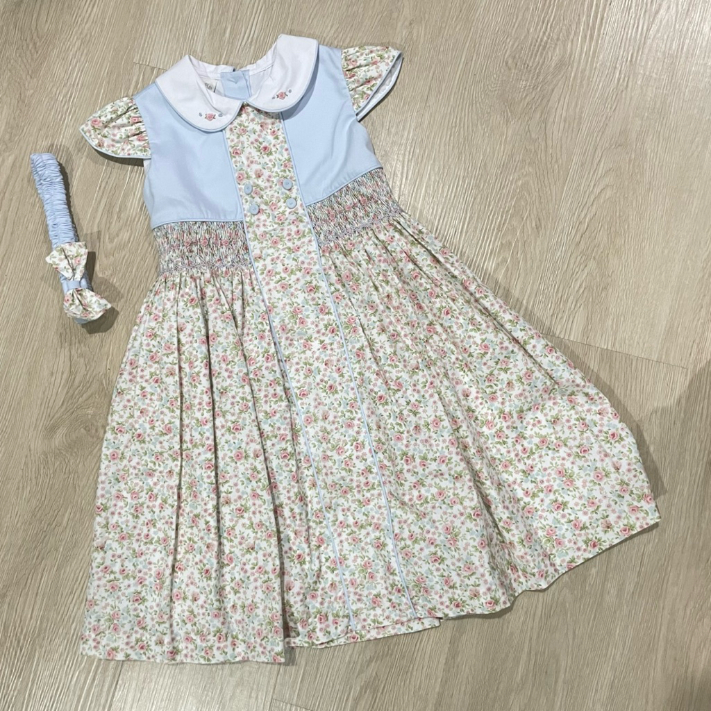 PRETTY ORIGINALS - Pink Blue Floral Dress 6Y