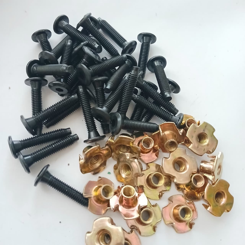 100 pcs Baut+Mur cakar JCBC M6 panjang 3/4/5/6cm baut box speaker bahan baja anti karat cocok untuk 