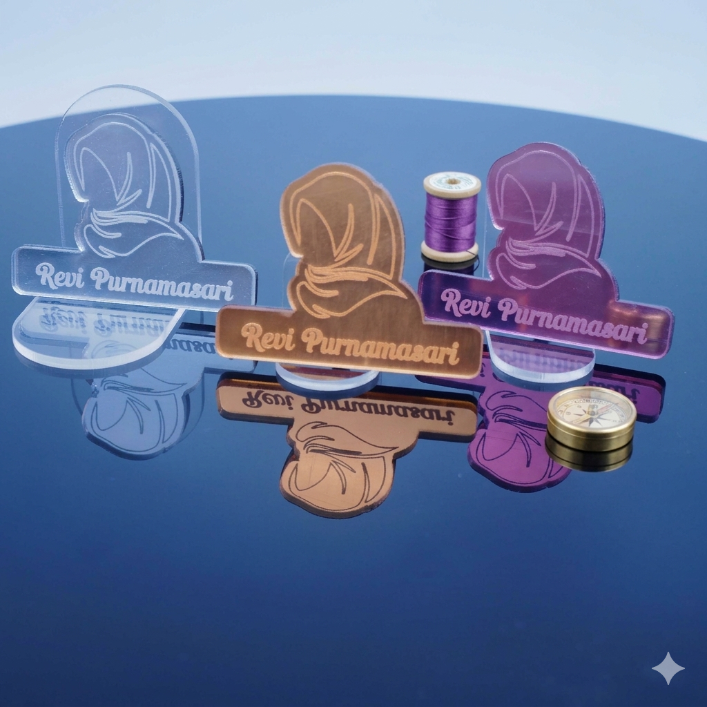 BROS AKRILIK GOLD CUSTOM NAMA | PIN BROSS HIJAB JILBAB