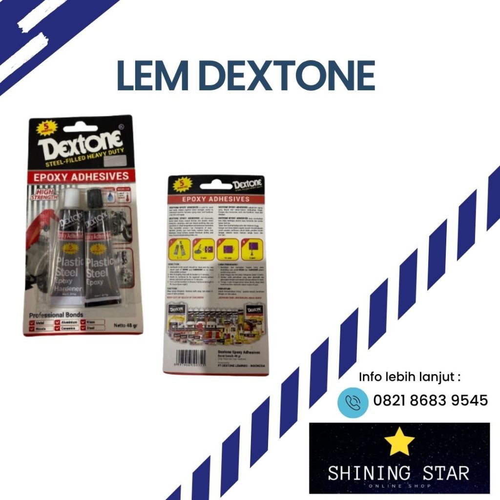 Lem Epoxy Dextone 5 Menit - Cepat Kering, Kuat, Aman/lem dextone/lem hitam putih/lem epoxy