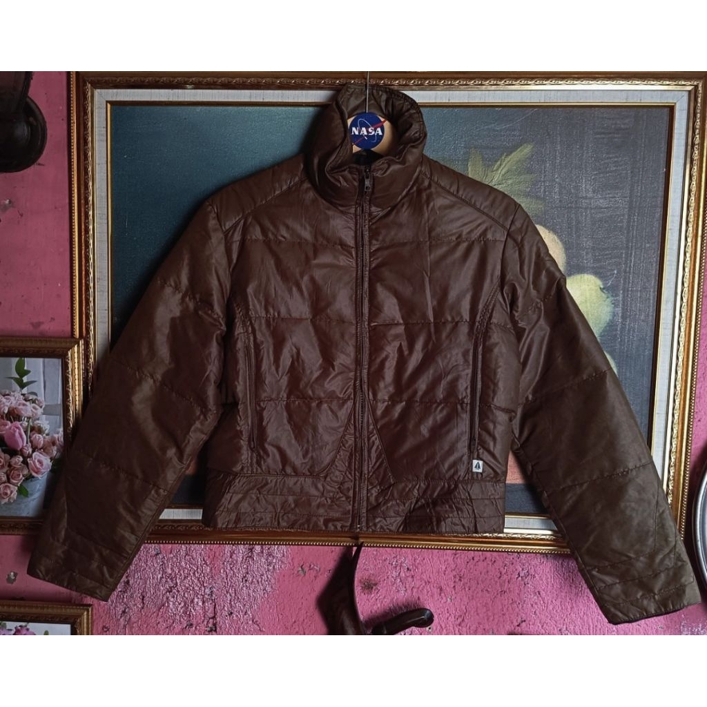 Brown Jacket bulu angsa wanita woods vintage ( LD 106 X  P 53 )
