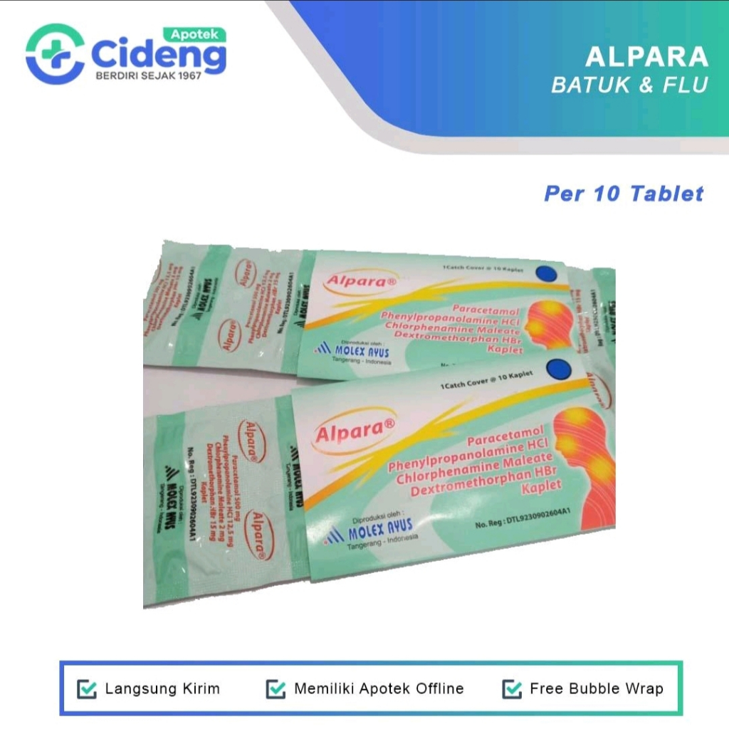 Alpara Kaplet Obat Batuk dan Flu - 1 Strip Isi 10 Kaplet
