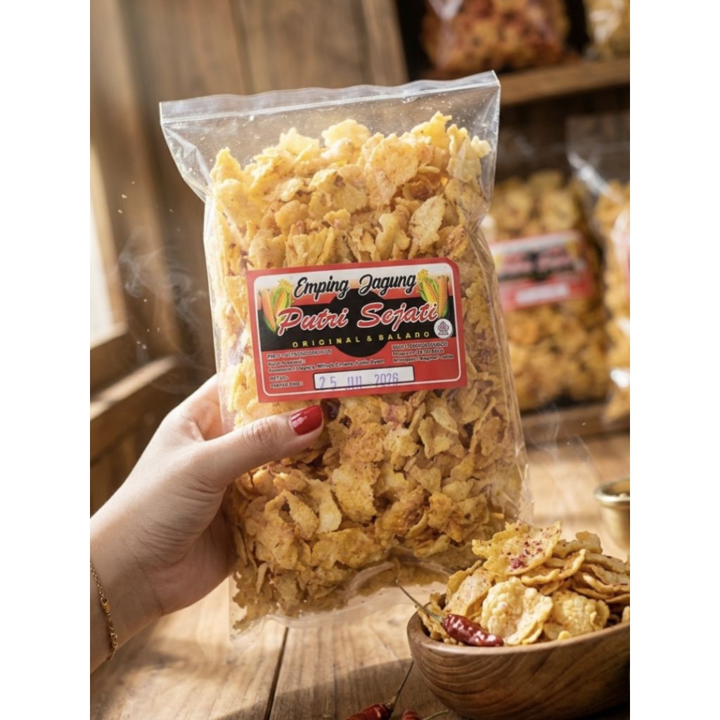 Emping Jagung Putri Sejati, Emping Jagung Original, Emping Jagung Balado