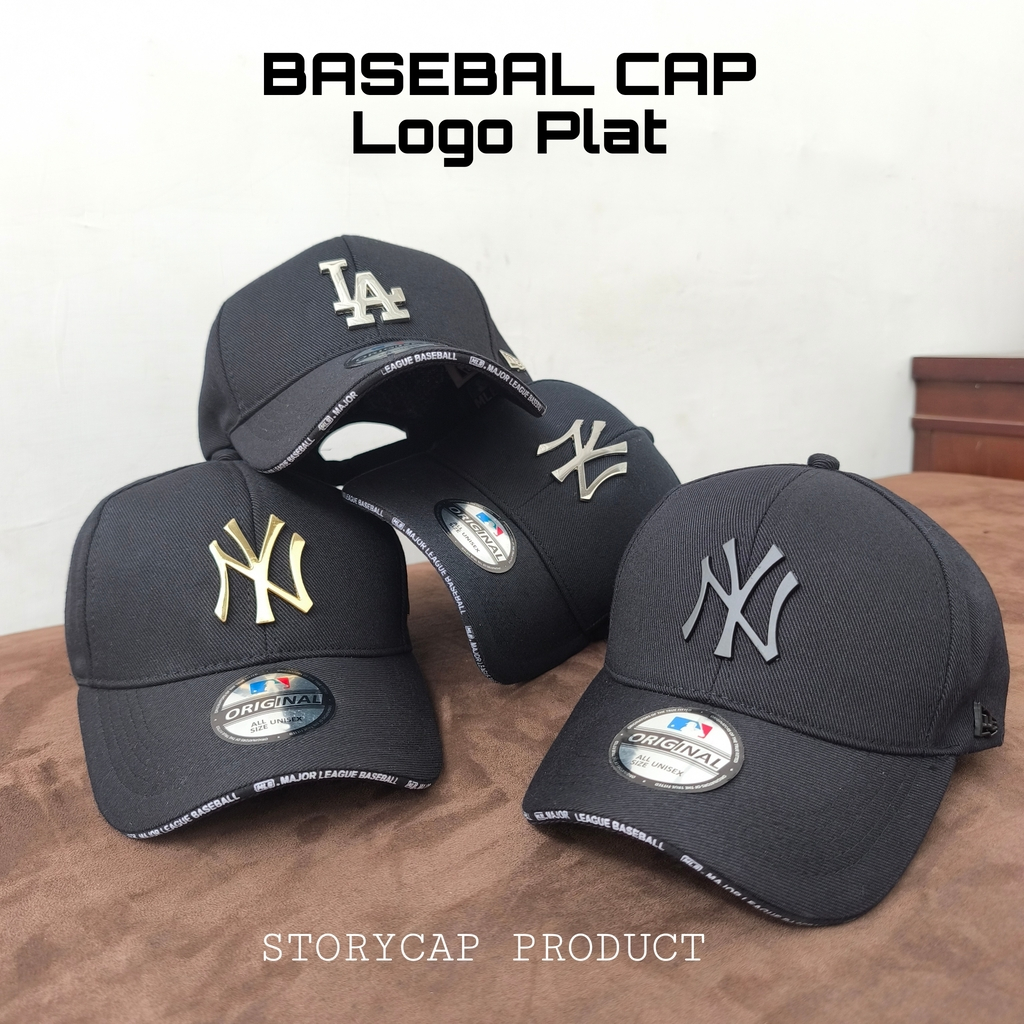 Topi Baseball Logo Plat Besi NY dan LA