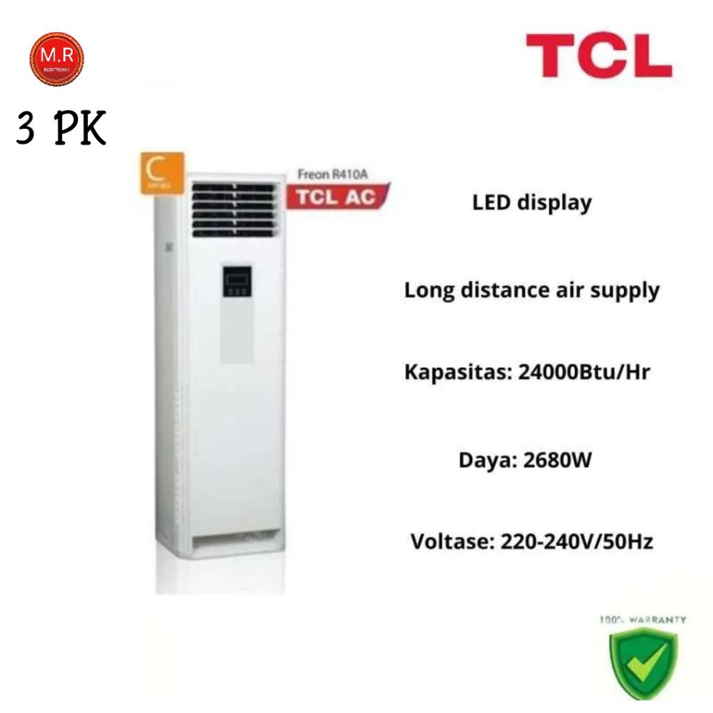 AC TCL 3 PK FLOOR STANDING TAC24CFA GARANSI RESMI 10 TAHUN
