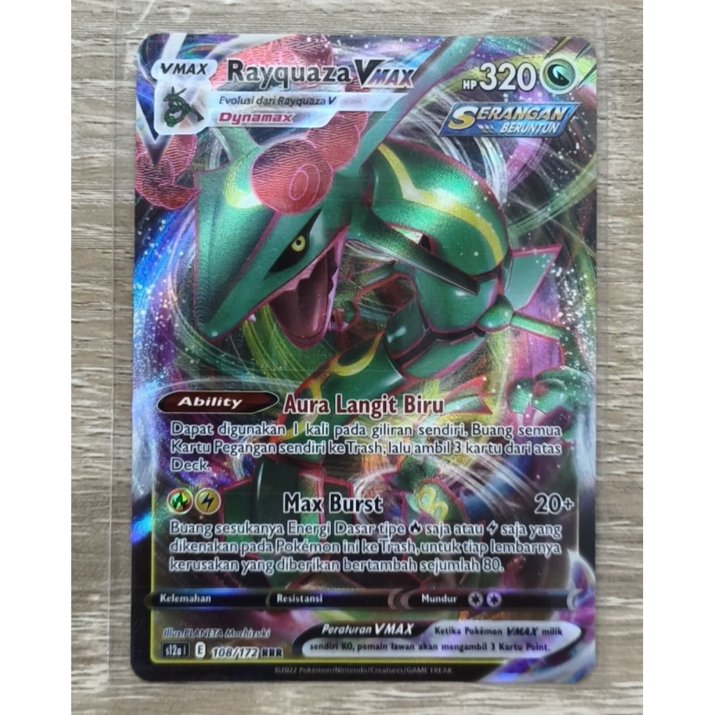 Rayquaza VMAX RRR 108/172 - Langit Biru Melejit - Kartu Pokemon Indonesia Original