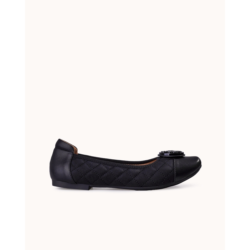 Everbest EVB Vaira Flat Shoes Wanita Black & Dark Brown