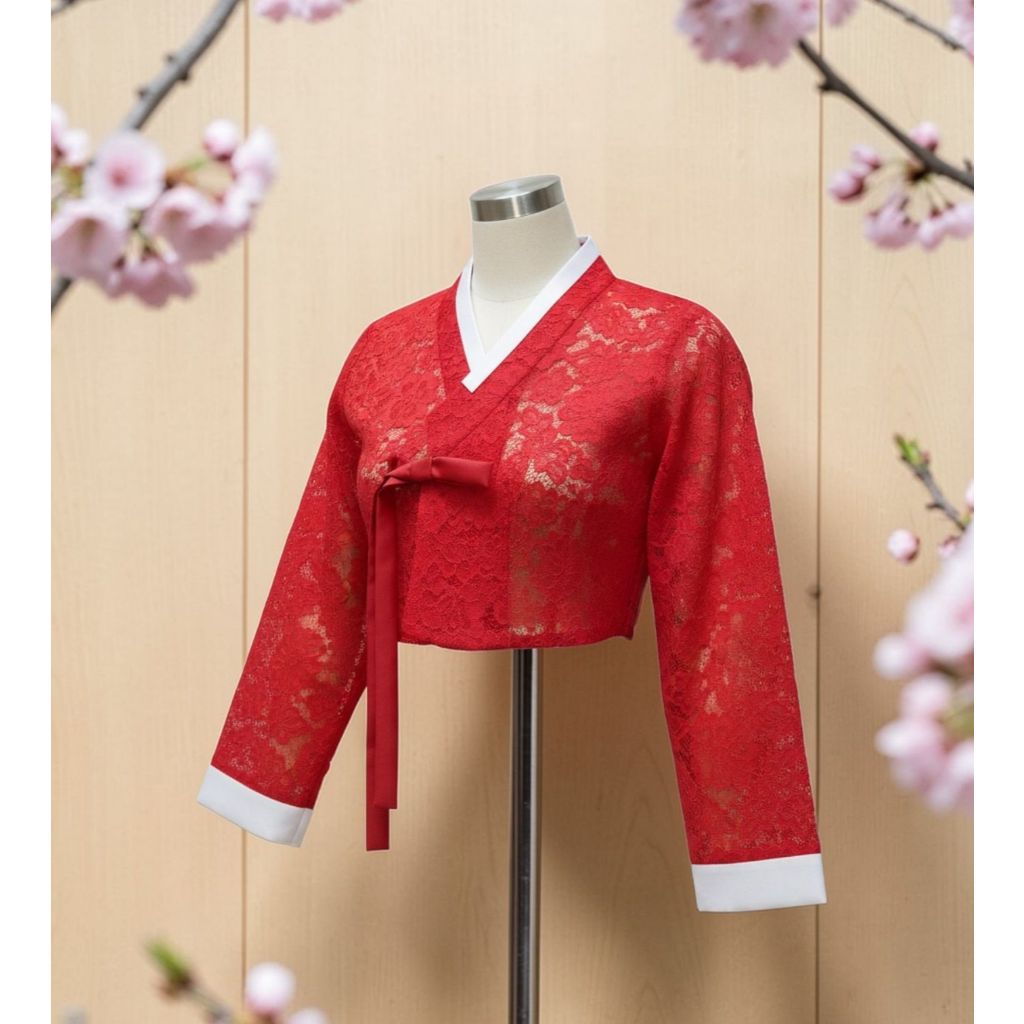 JEOGORI HANBOK BRUKAT MERAH DELIMA