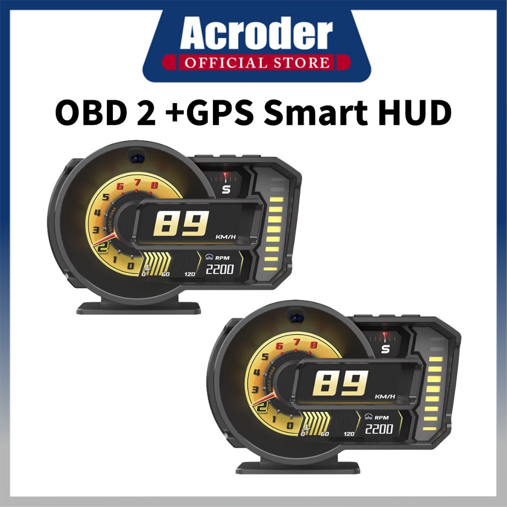 Acroder OBD Display Mobil A590 OBD2 Gauge Meter Digital Scanner Alarm Speed Gauge Car OBD HUD