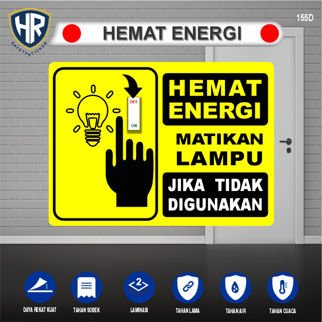 Stiker Hemat Energi Listrik – Sticker Matikan Lampu AC Air | Stiker Pengingat Hemat Energi Waterproo