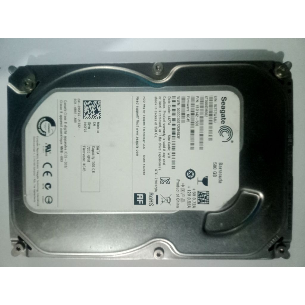 Hardis PC Komputer 500GB sata bekas masih normal siap pakai