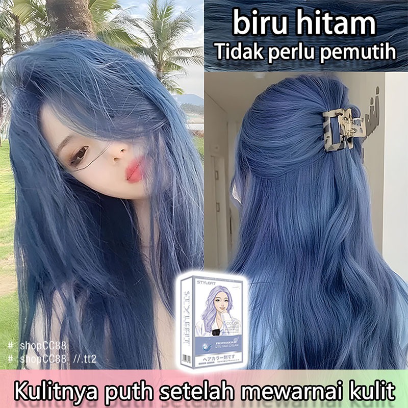 (Beli 100ml gratis 100ml)STYLE FIT cat rambut Biru Hitam *200ml,pewarna rambut herbal,cat rambut yan