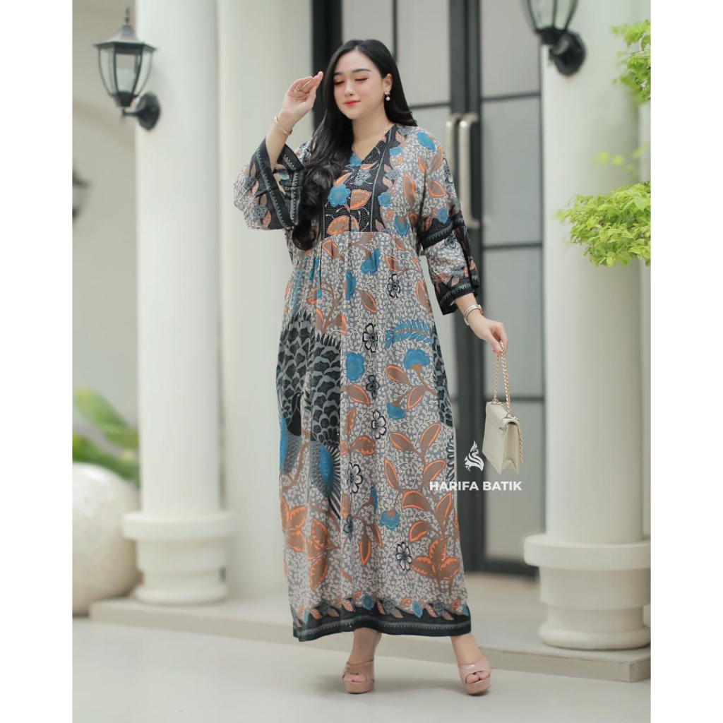 Nuurfa Batik - Marvela Dress Daster Rayon Premium Grade A LD 120 Busui Friendly Gamis Harian Tebal &