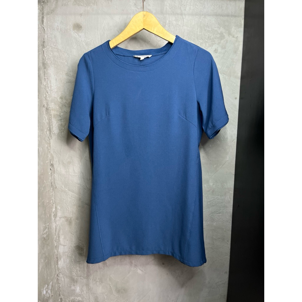 Hussein Chalayan Minimalist Paneled Tee Cobalt Blue