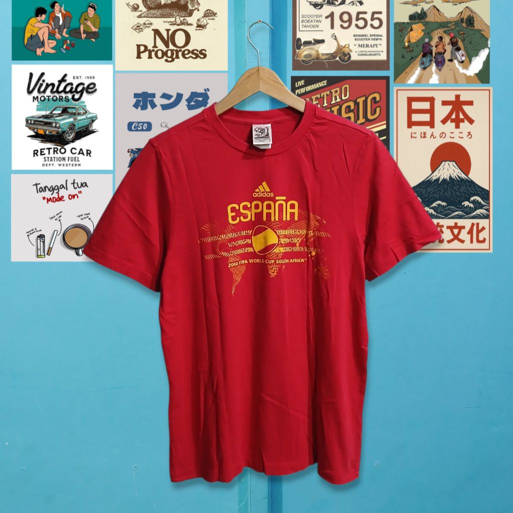 KAOS KATUN Espana 2010 World Cup Official Adidas Spain Spain VTG KSB0030 / T-SHIRT / KAOS PRIA WANIT