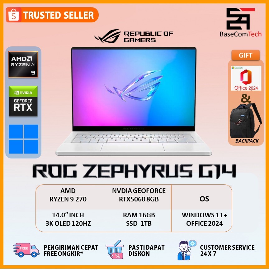 ASUS ROG Zephyrus G14 Ryzen 9 270 RTX5060 16GB/1TB SSD 14.0 inch 3K OLED 120hz