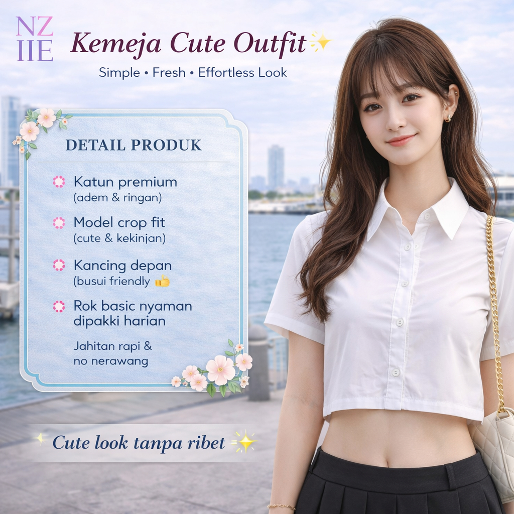 BAJU WANITA KEMEJA CROP TOP FASHION CEWEK KOREA