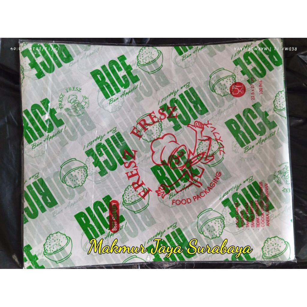 (100 pcs) Kertas Nasi KFC Motif 22.5 x 27 cm/Alas Nasi Motif/Kertas Bungkus Nasi/Kertas KFC